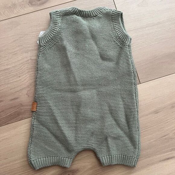 NWT Goumi Kids Artichoke Knit Baby Romper SZ 0-3mo Green Organic Cotton Shortie - Picture 2 of 3